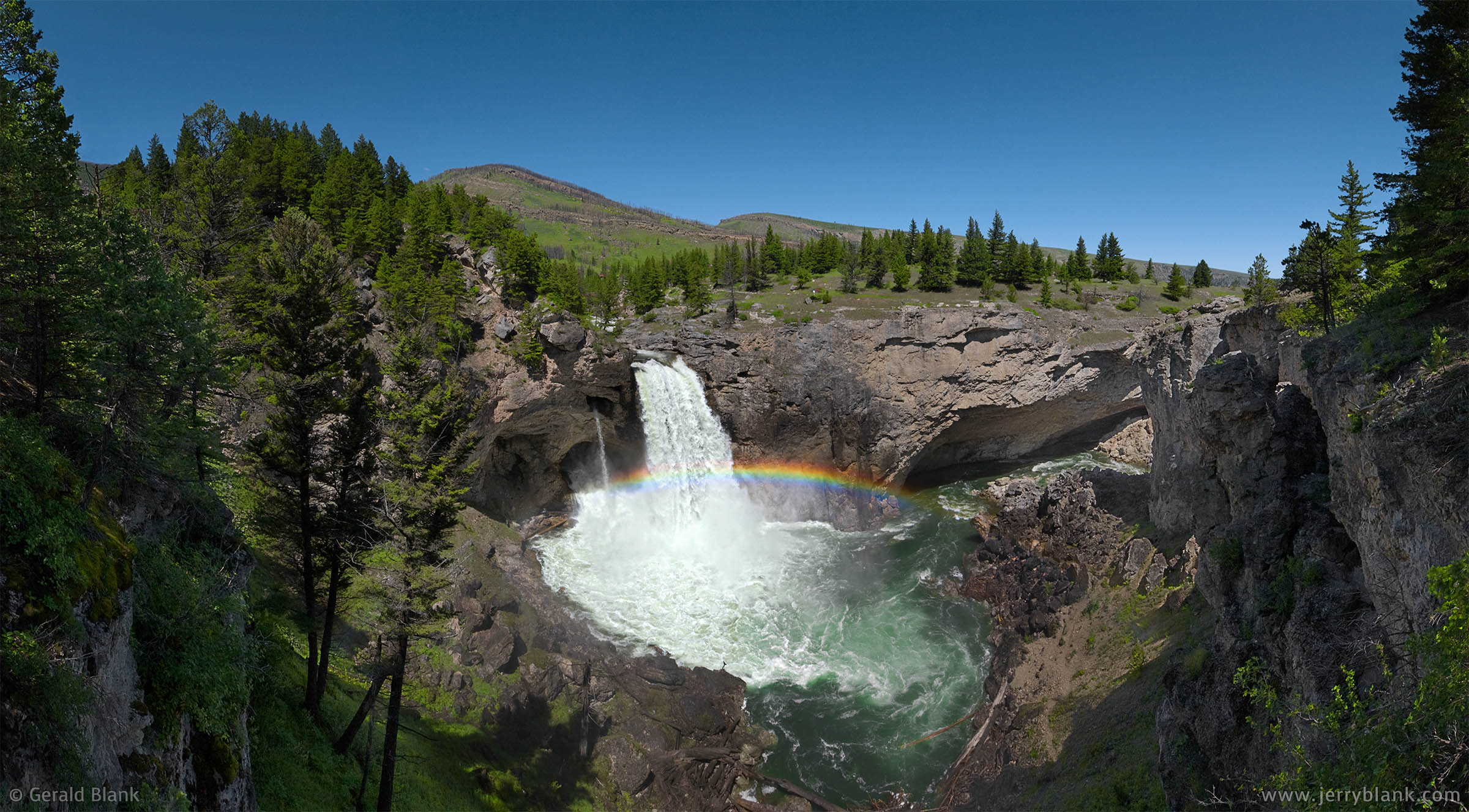 08388 - Rainbow over Natural Bridge Falls on the Boulder River, at Natural Bridge Falls State Park near Big Timber, Montana - photo by Jerry Blank