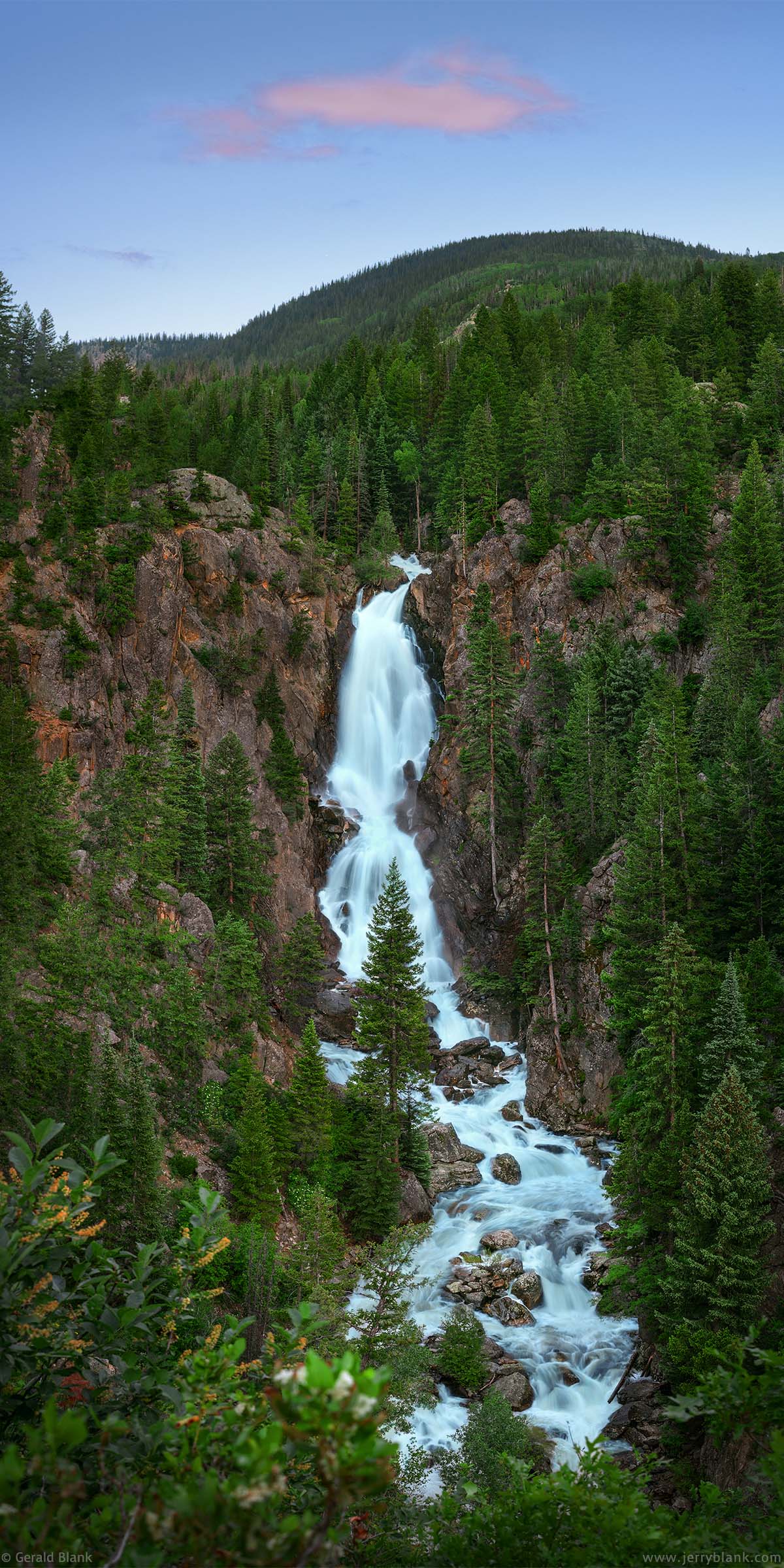 #54745 - An evening view of scenic Fish Creek Falls, located in the Routt National Forest just outside Steamboat Springs, Colorado - photo by Jerry Blank