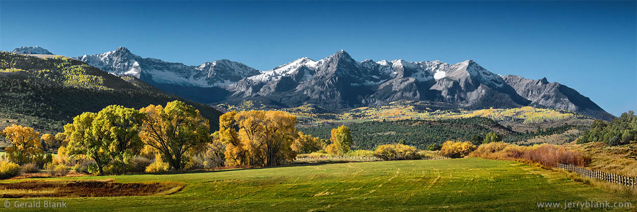 #65699 - An early morning autumn view of the Sneffels Range in the San Juan Mountains of Colorado, as seen from the Dallas Creek valley - photo by Jerry Blank